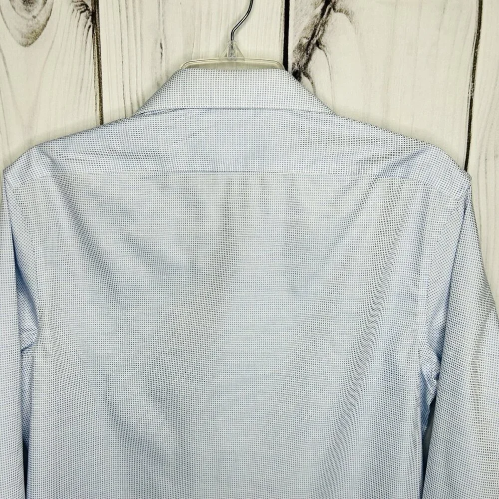 Calvin Klein Mens Infinite Non-Iron Slim-Fit Stretch Shirt Sz M 15 32/33 Blue
